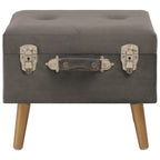 Sgabello con Contenitore 40 cm in Velluto Grigio