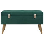 Panca con Vano Portaoggetti 80 cm Verde in Velluto