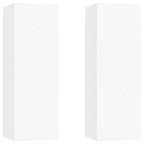 Mobili Porta TV 2pz Bianchi 30,5x30x90 cm in Legno Multistrato