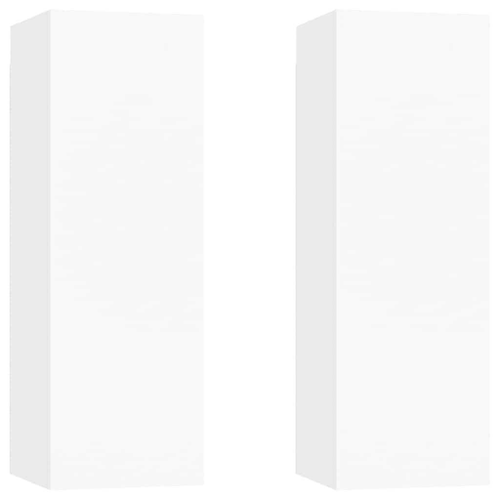 Mobili Porta TV 2pz Bianchi 30,5x30x90 cm in Legno Multistrato