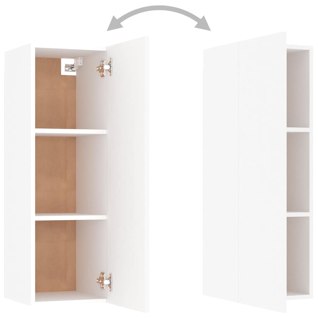 Mobili Porta TV 2pz Bianchi 30,5x30x90 cm in Legno Multistrato