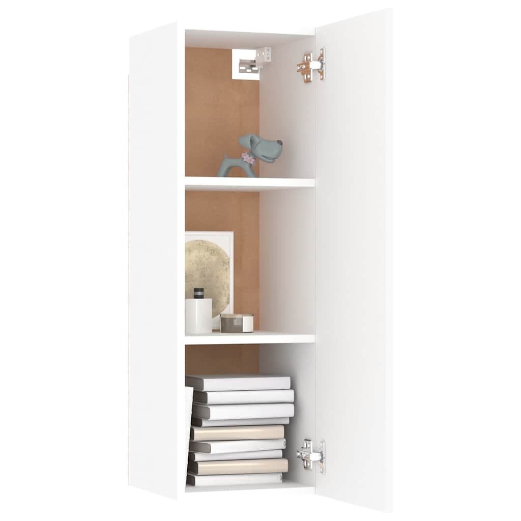 Mobili Porta TV 2pz Bianchi 30,5x30x90 cm in Legno Multistrato