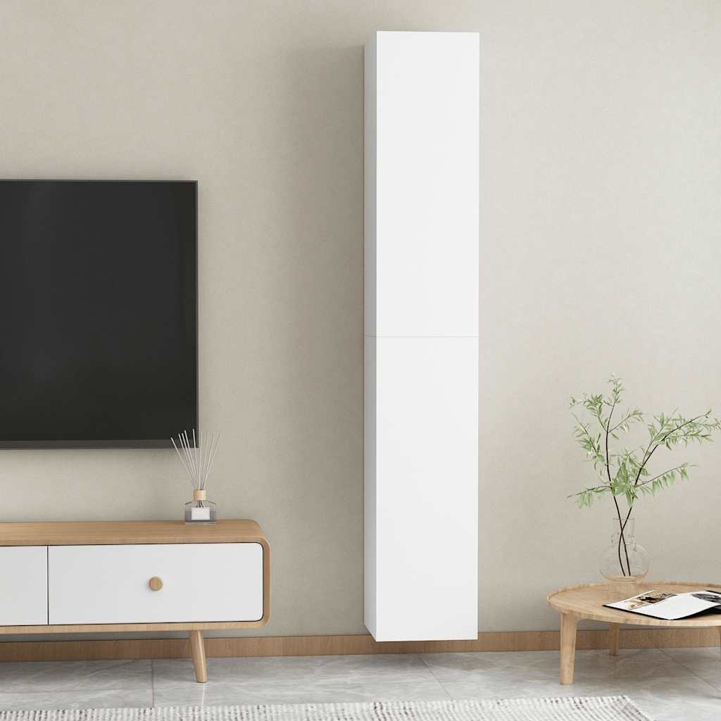 Mobili Porta TV 2pz Bianchi 30,5x30x90 cm in Legno Multistrato
