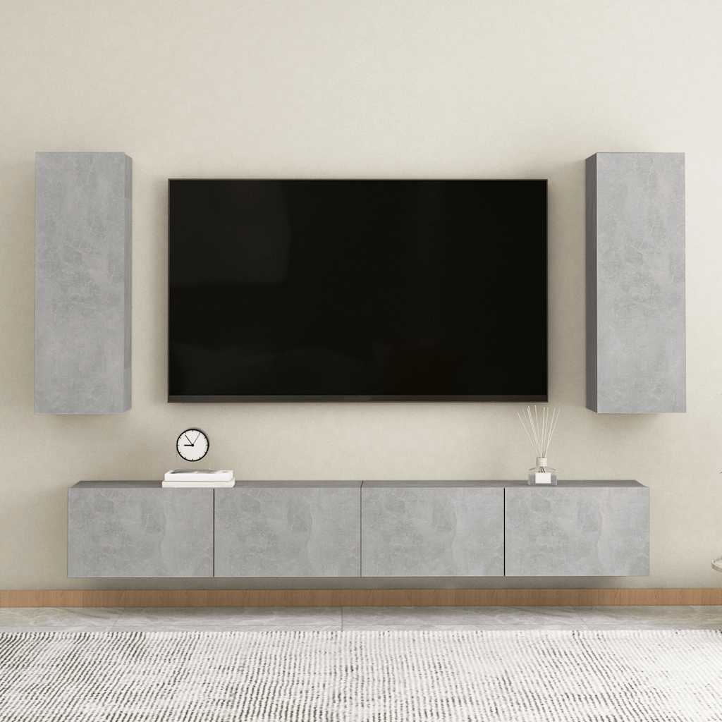 Mobile Porta TV Grigio Cemento 30,5x30x90 cm Legno Multistrato