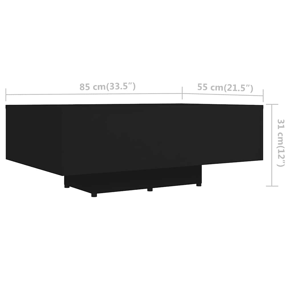 Tavolino da Salotto Nero 85x55x31 cm in Legno Multistrato