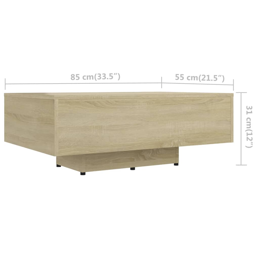 Tavolino da Salotto Rovere Sonoma 85x55x31cm Legno Multistrato