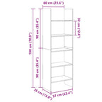 Libreria Nera 60x35x180 cm in Legno Multistrato