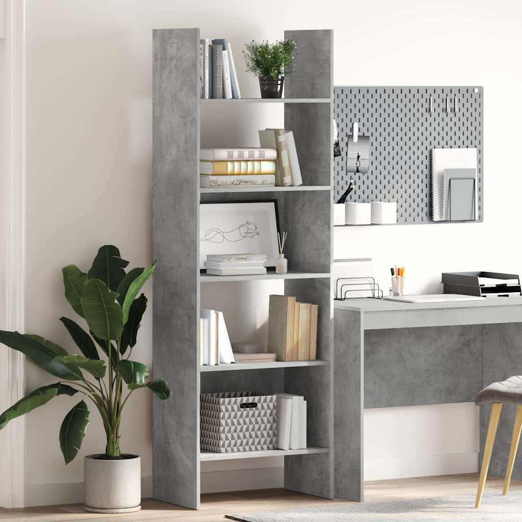 Libreria Grigio Cemento 60x35x180 cm in Legno Multistrato