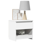 Comodino Bianco 40x30x39 cm in Legno Ingegnerizzato
