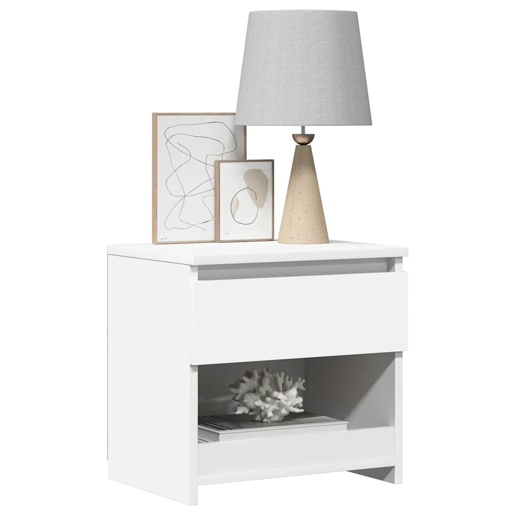 Comodino Bianco 40x30x39 cm in Legno Ingegnerizzato