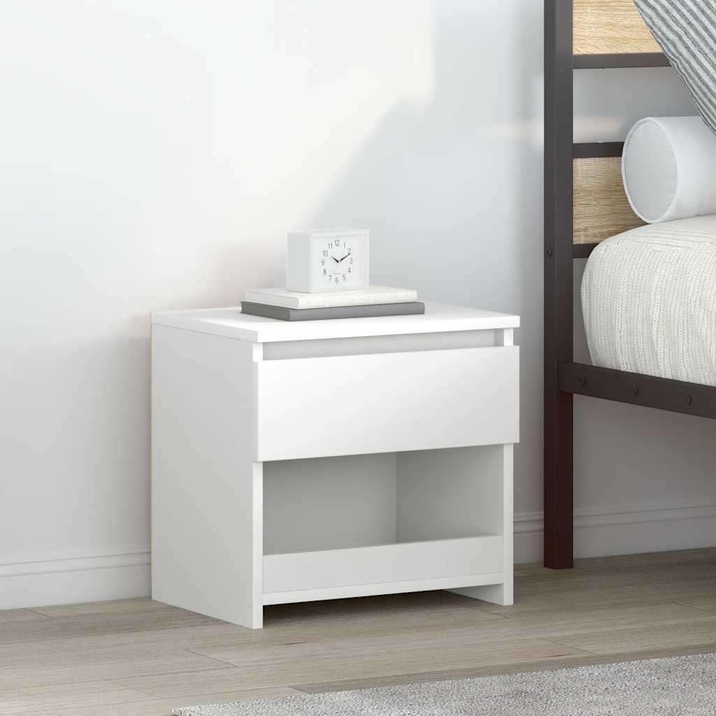 Comodino Bianco 40x30x39 cm in Legno Ingegnerizzato