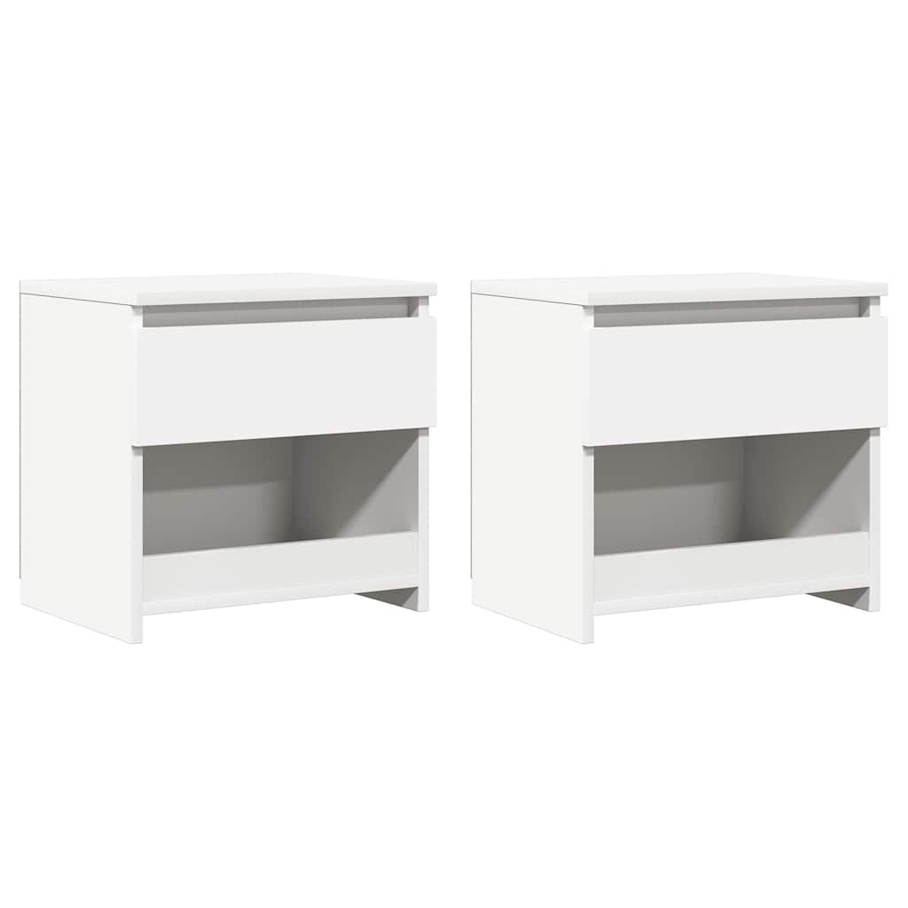 Comodini 2 pz Bianco 40x30x39 cm in Legno Ingegnerizzato