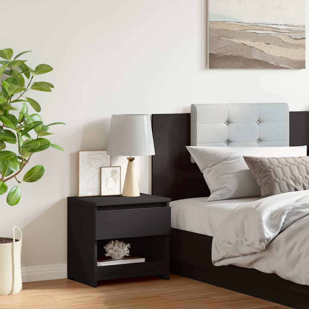 Comodino Nero 40x30x39 cm in Legno Multistrato