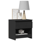 Comodino Nero 40x30x39 cm in Legno Multistrato