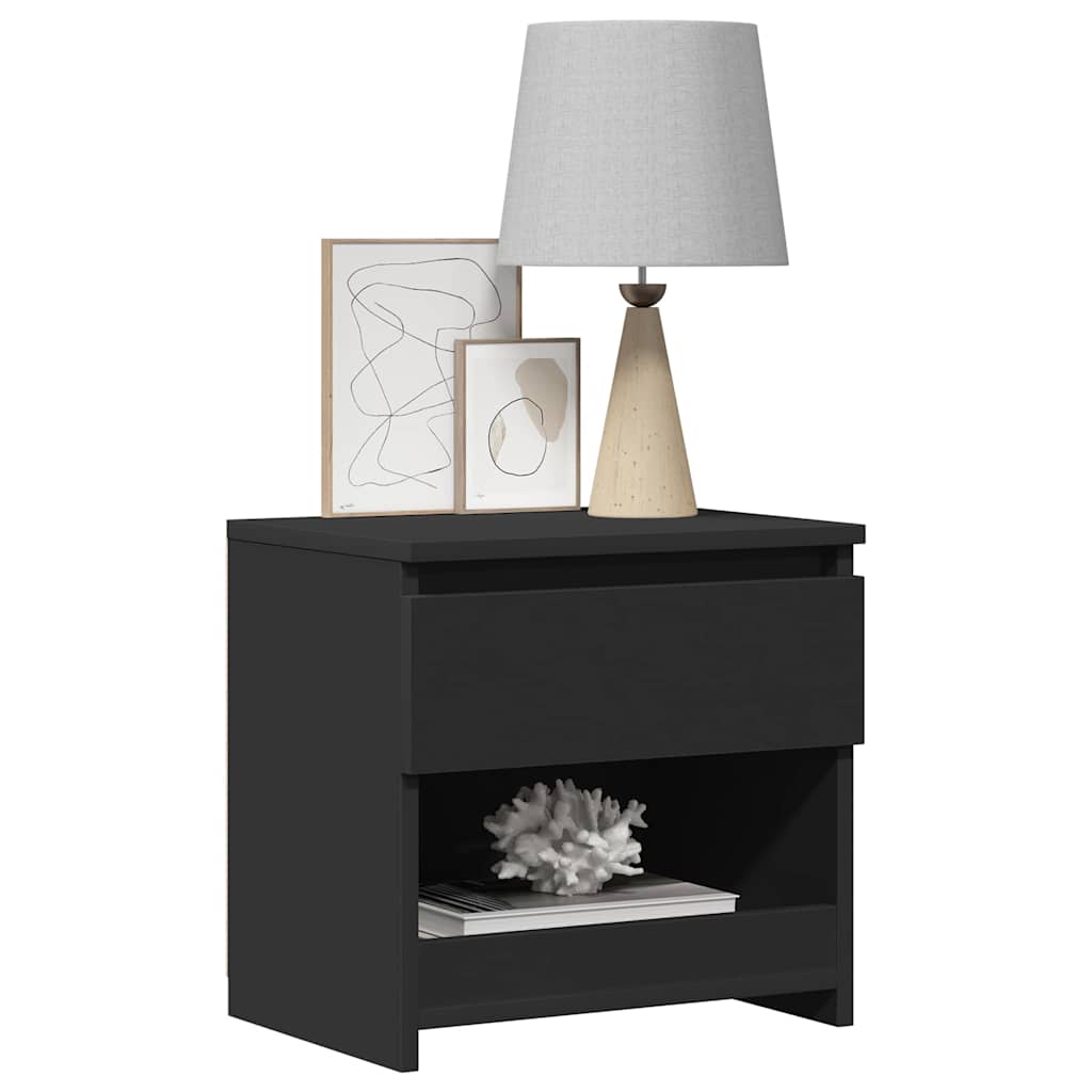 Comodino Nero 40x30x39 cm in Legno Multistrato