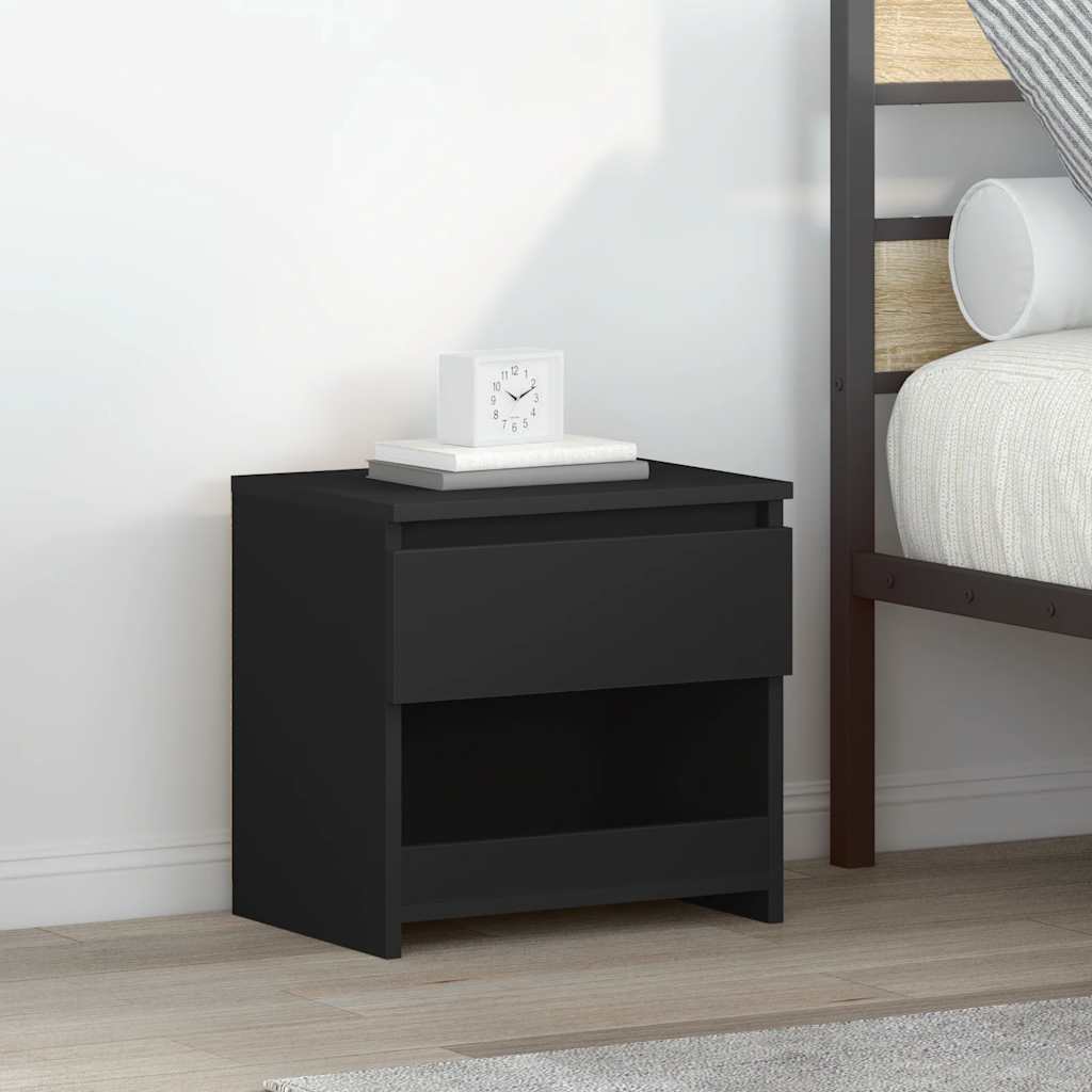 Comodino Nero 40x30x39 cm in Legno Multistrato