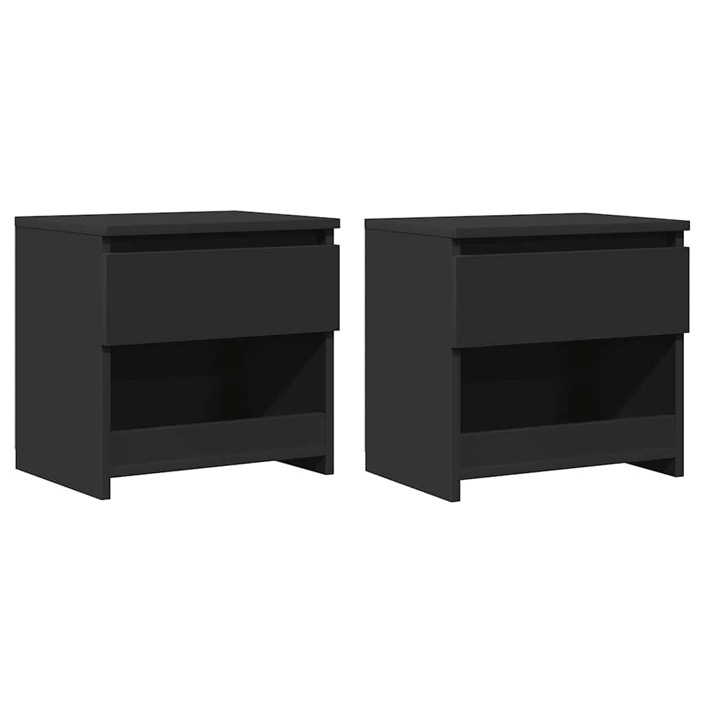 Comodini 2 pz Neri 40x30x39 cm in Legno Multistrato