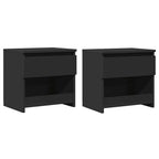 Comodini 2 pz Neri 40x30x39 cm in Legno Multistrato