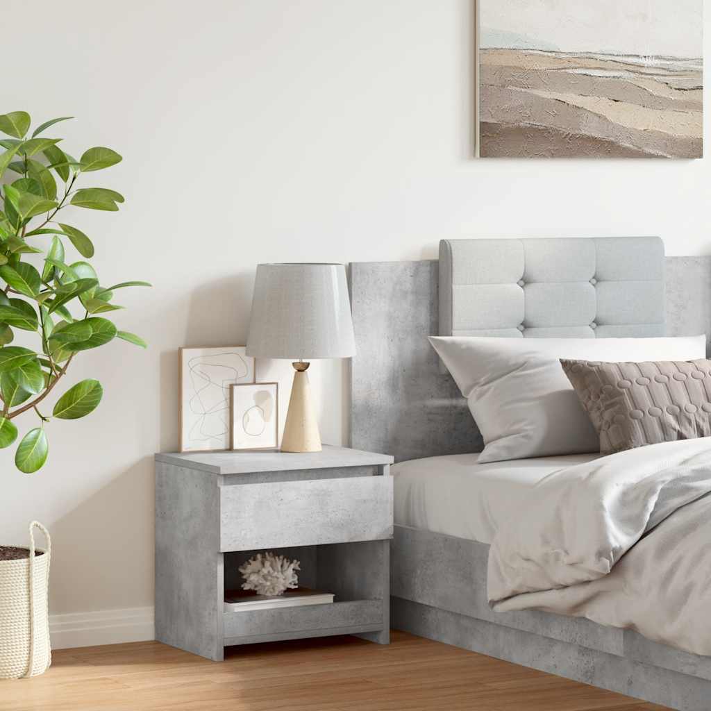 Comodino Grigio Cemento 40x30x39 cm in Legno Multistrato