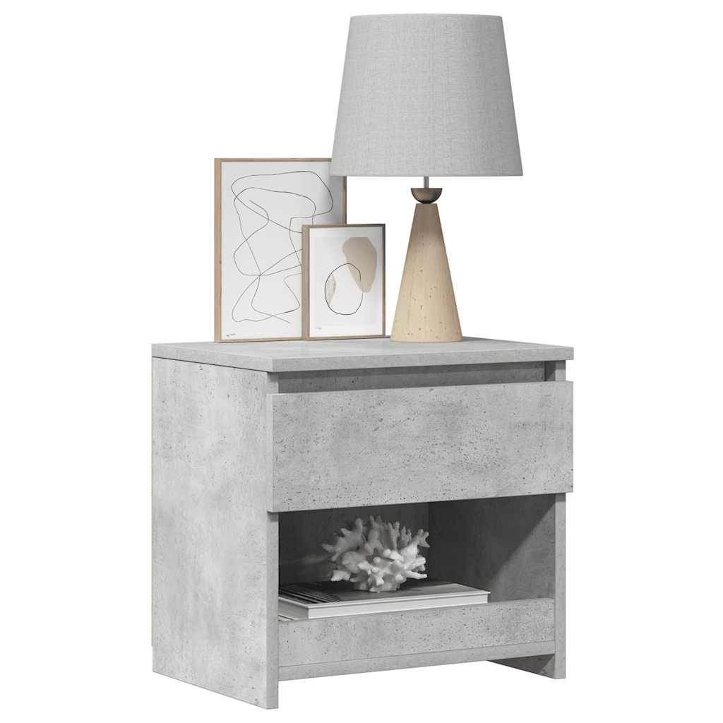 Comodino Grigio Cemento 40x30x39 cm in Legno Multistrato