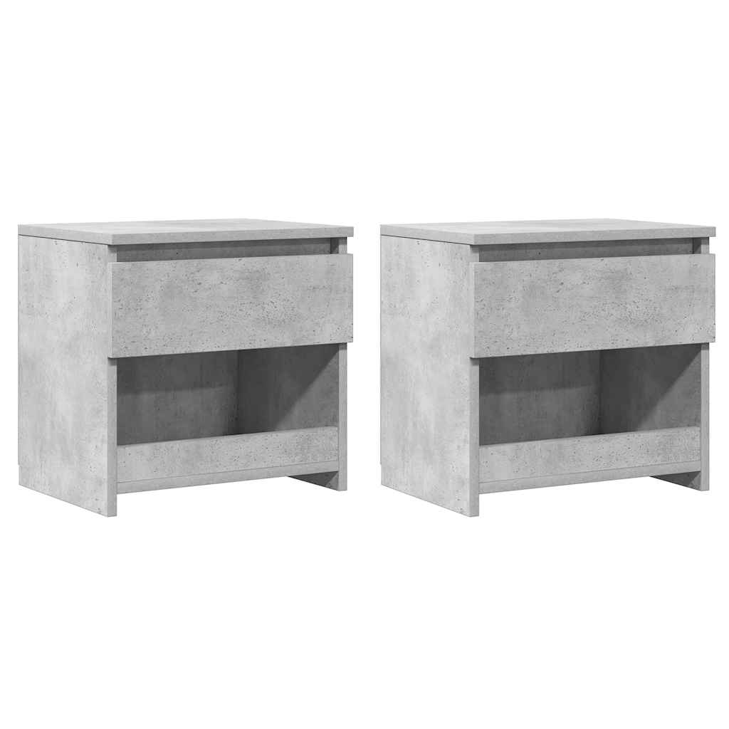 Comodini 2pz Grigio Cemento 40x30x39 cm in Legno Multistrato