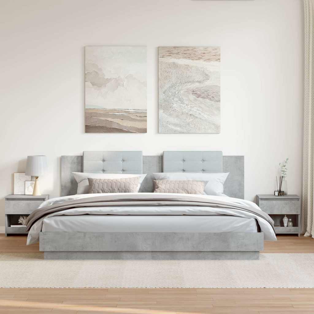 Comodini 2pz Grigio Cemento 40x30x39 cm in Legno Multistrato