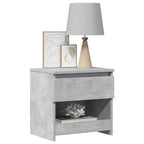 Comodini 2pz Grigio Cemento 40x30x39 cm in Legno Multistrato