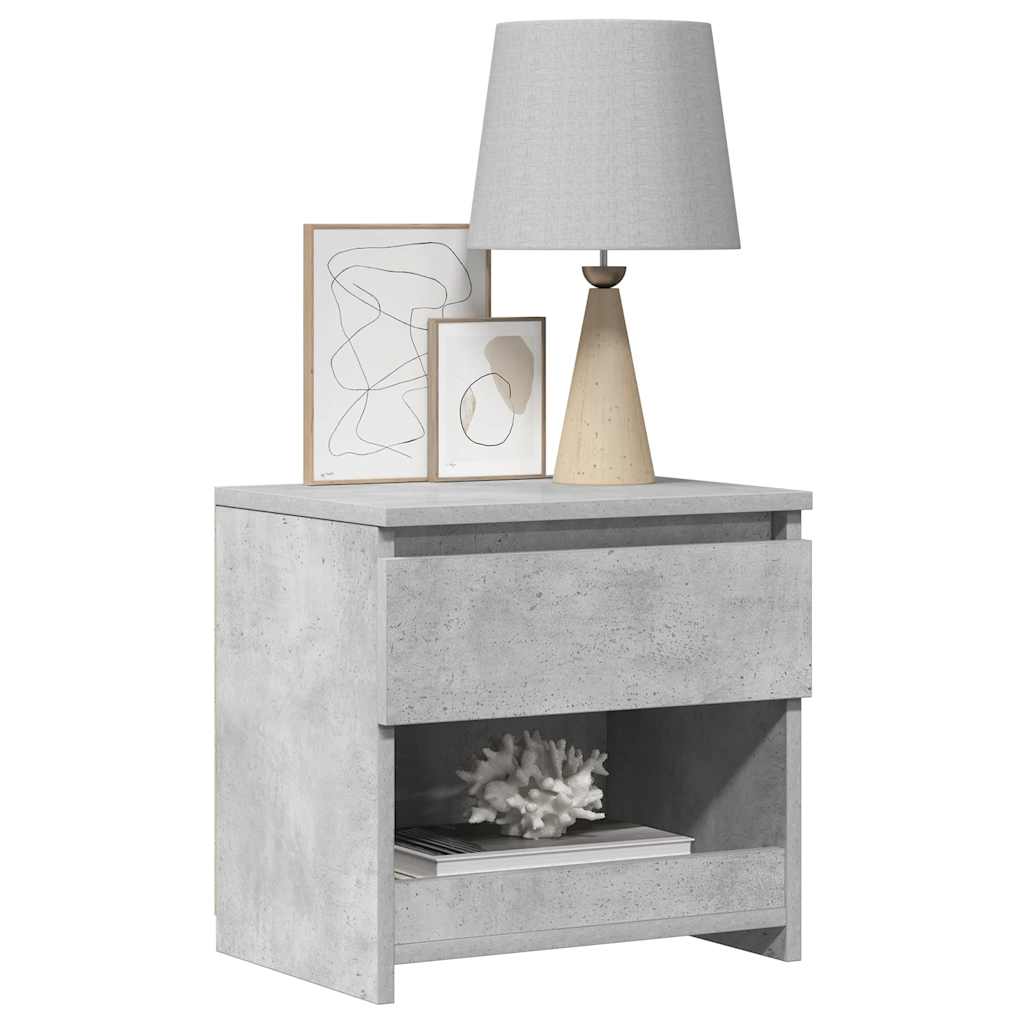 Comodini 2pz Grigio Cemento 40x30x39 cm in Legno Multistrato
