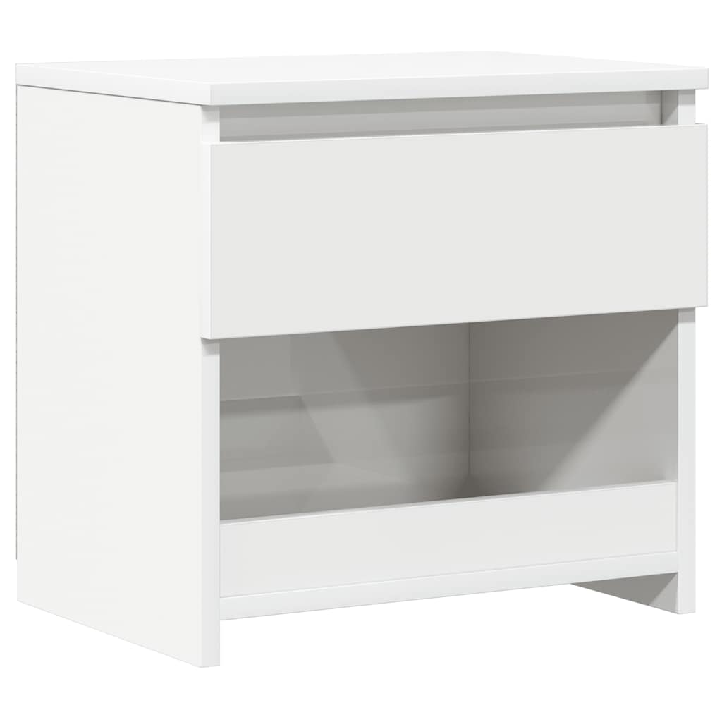 Comodino Bianco Lucido 40x30x39 cm in Legno Multistrato