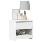 Comodino Bianco Lucido 40x30x39 cm in Legno Multistrato