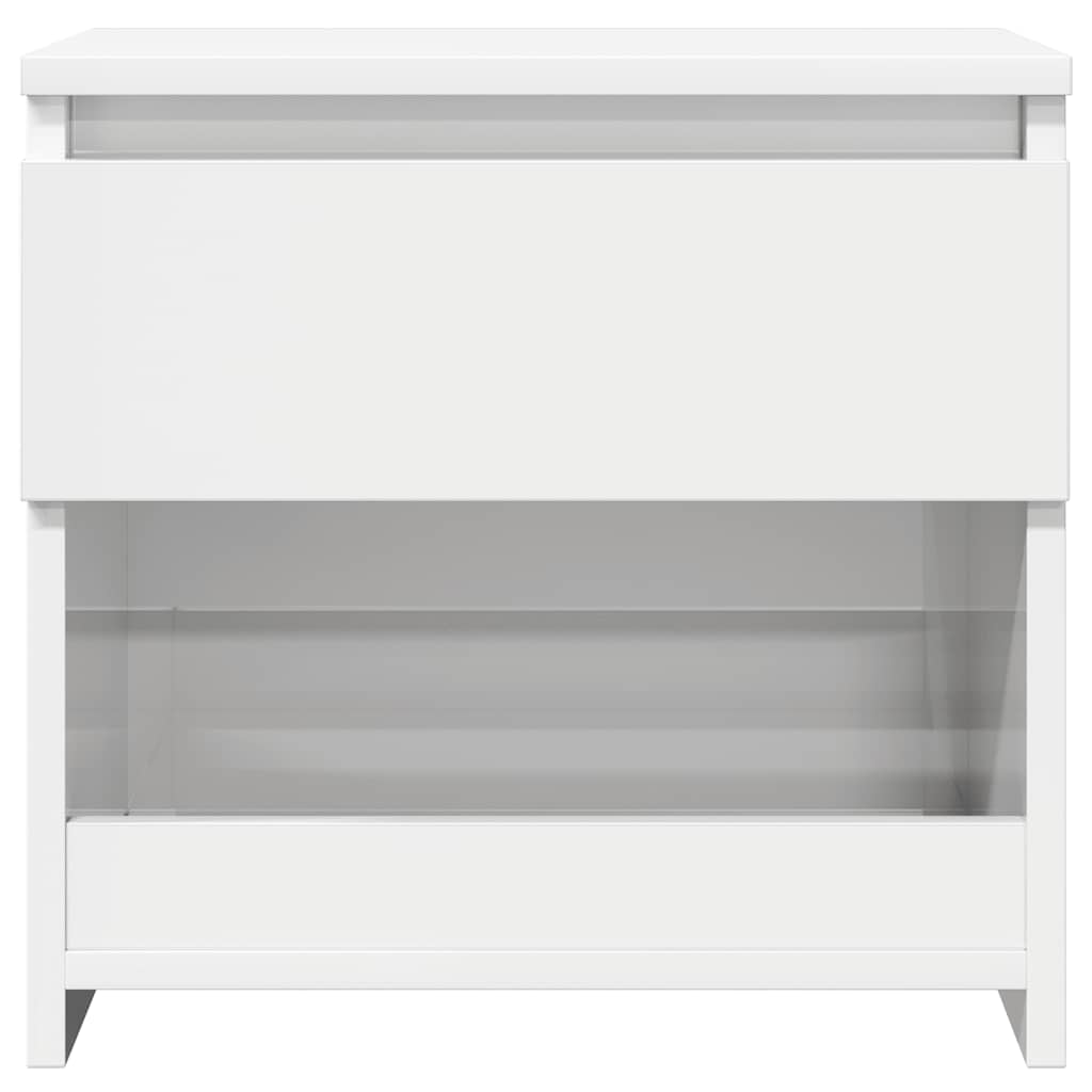 Comodino Bianco Lucido 40x30x39 cm in Legno Multistrato