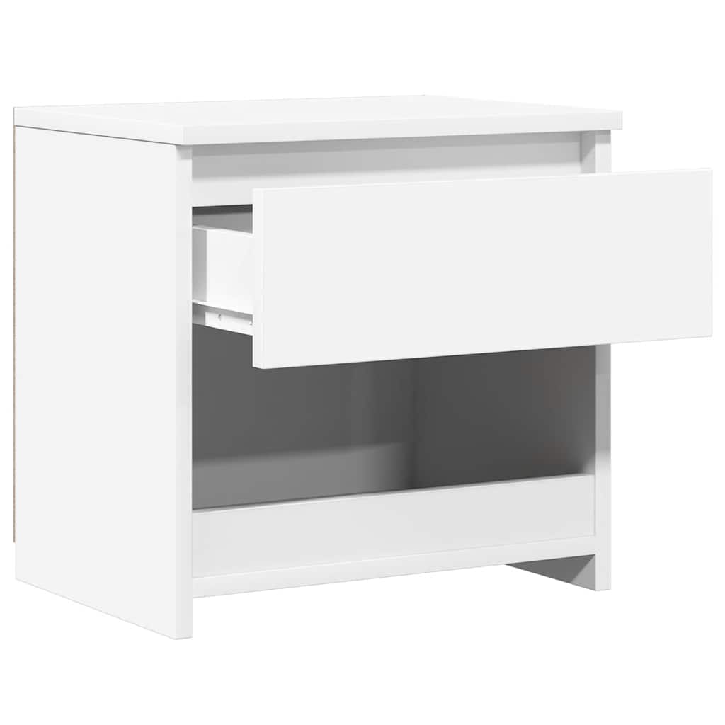 Comodino Bianco Lucido 40x30x39 cm in Legno Multistrato