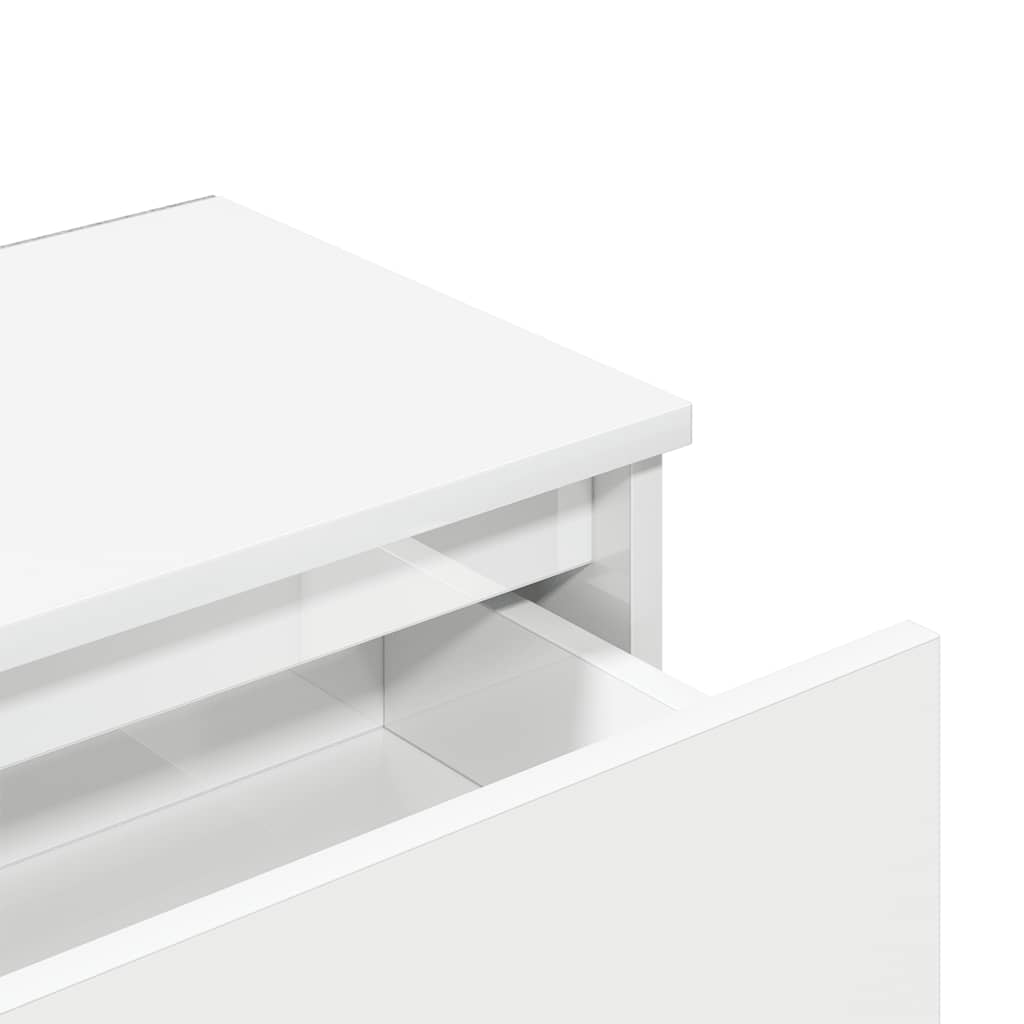 Comodino Bianco Lucido 40x30x39 cm in Legno Multistrato