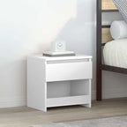 Comodino Bianco Lucido 40x30x39 cm in Legno Multistrato