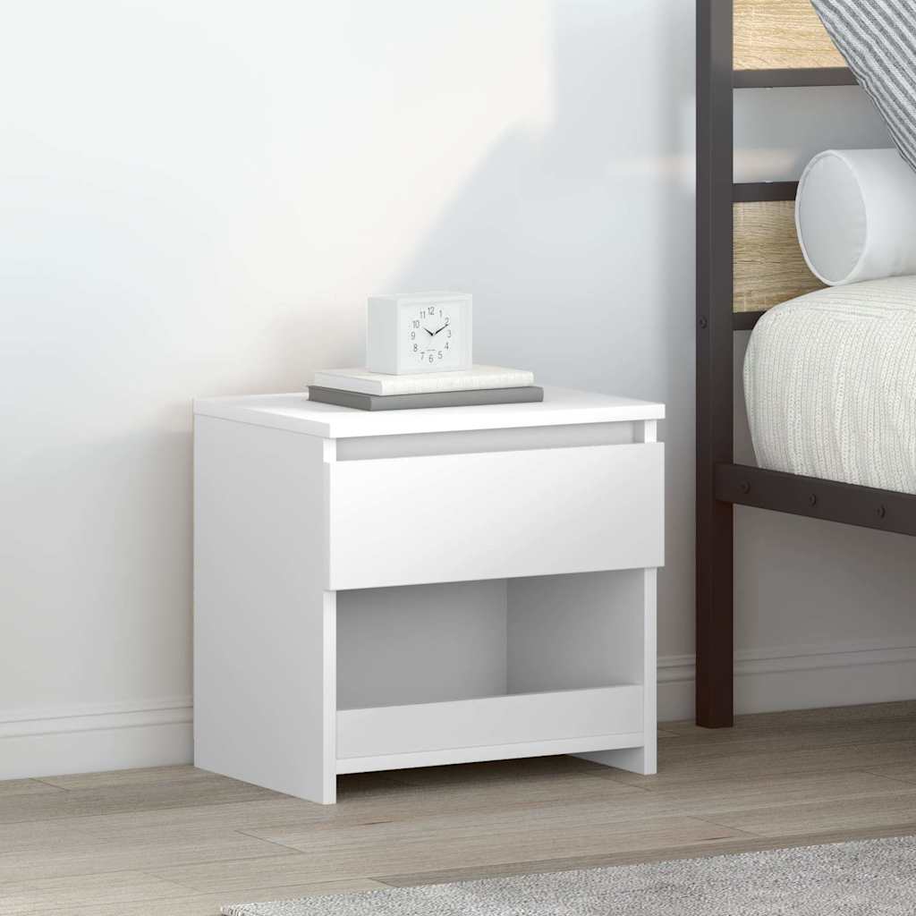 Comodino Bianco Lucido 40x30x39 cm in Legno Multistrato