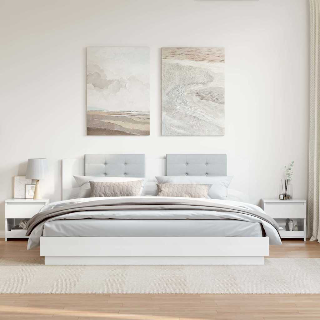 Comodini 2pz Bianco Lucido 40x30x39 cm in Legno Multistrato