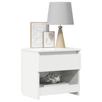 Comodini 2pz Bianco Lucido 40x30x39 cm in Legno Multistrato