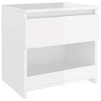 Comodini 2pz Bianco Lucido 40x30x39 cm in Legno Multistrato