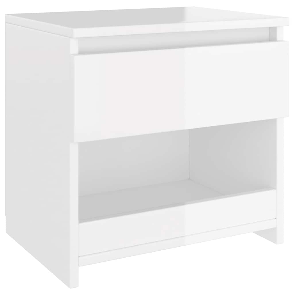 Comodini 2pz Bianco Lucido 40x30x39 cm in Legno Multistrato