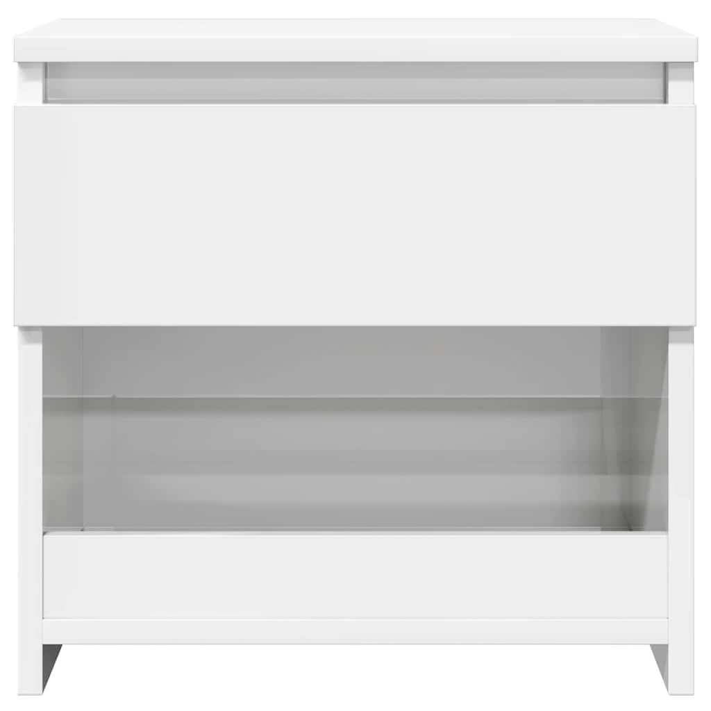 Comodini 2pz Bianco Lucido 40x30x39 cm in Legno Multistrato