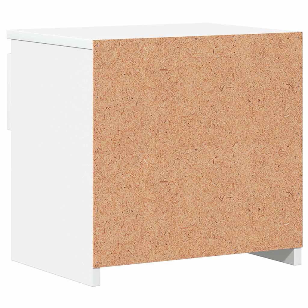 Comodini 2pz Bianco Lucido 40x30x39 cm in Legno Multistrato