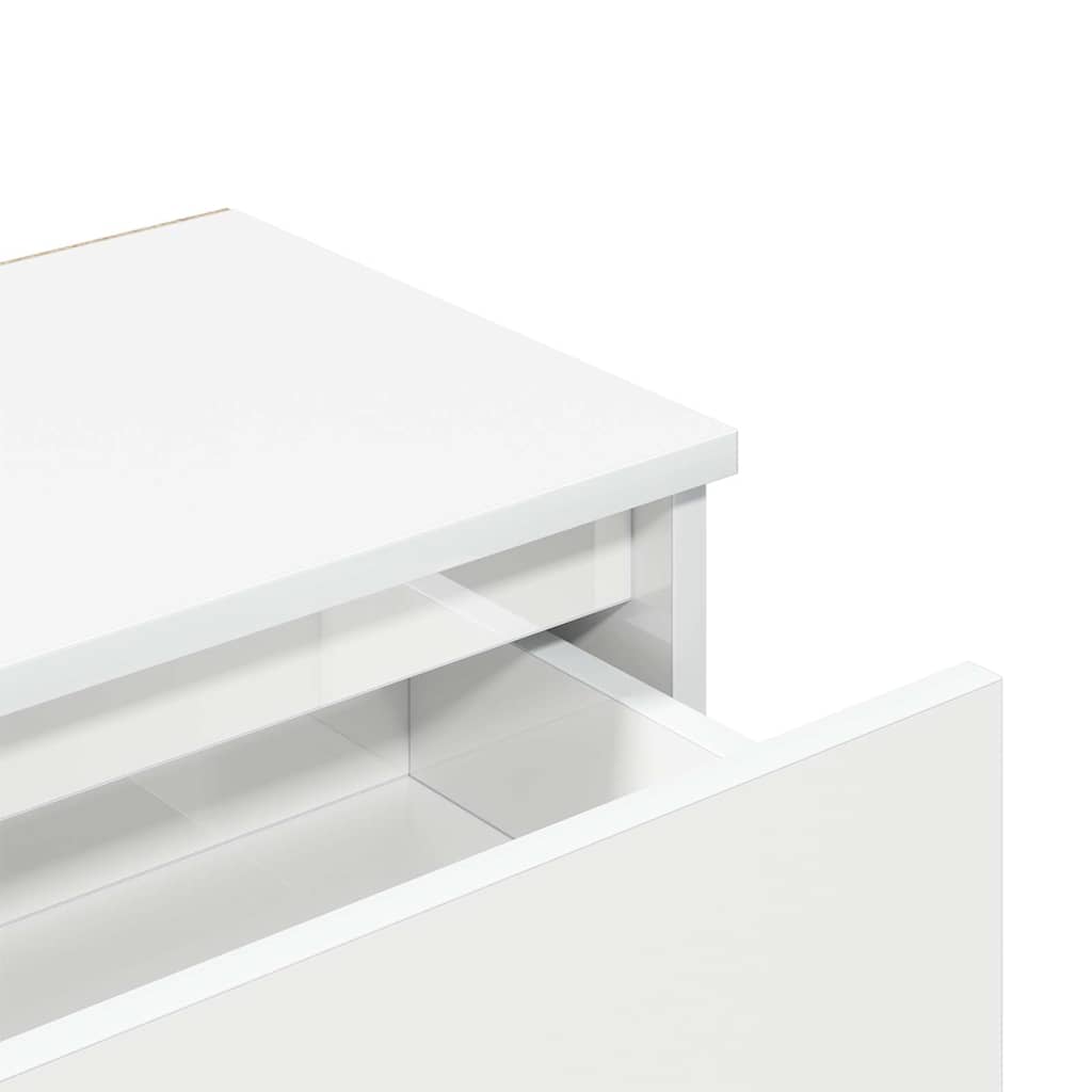 Comodini 2pz Bianco Lucido 40x30x39 cm in Legno Multistrato