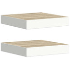 Scaffali a Parete 2 pz Rovere e Bianco 23x23,5x3,8 cm in MDF