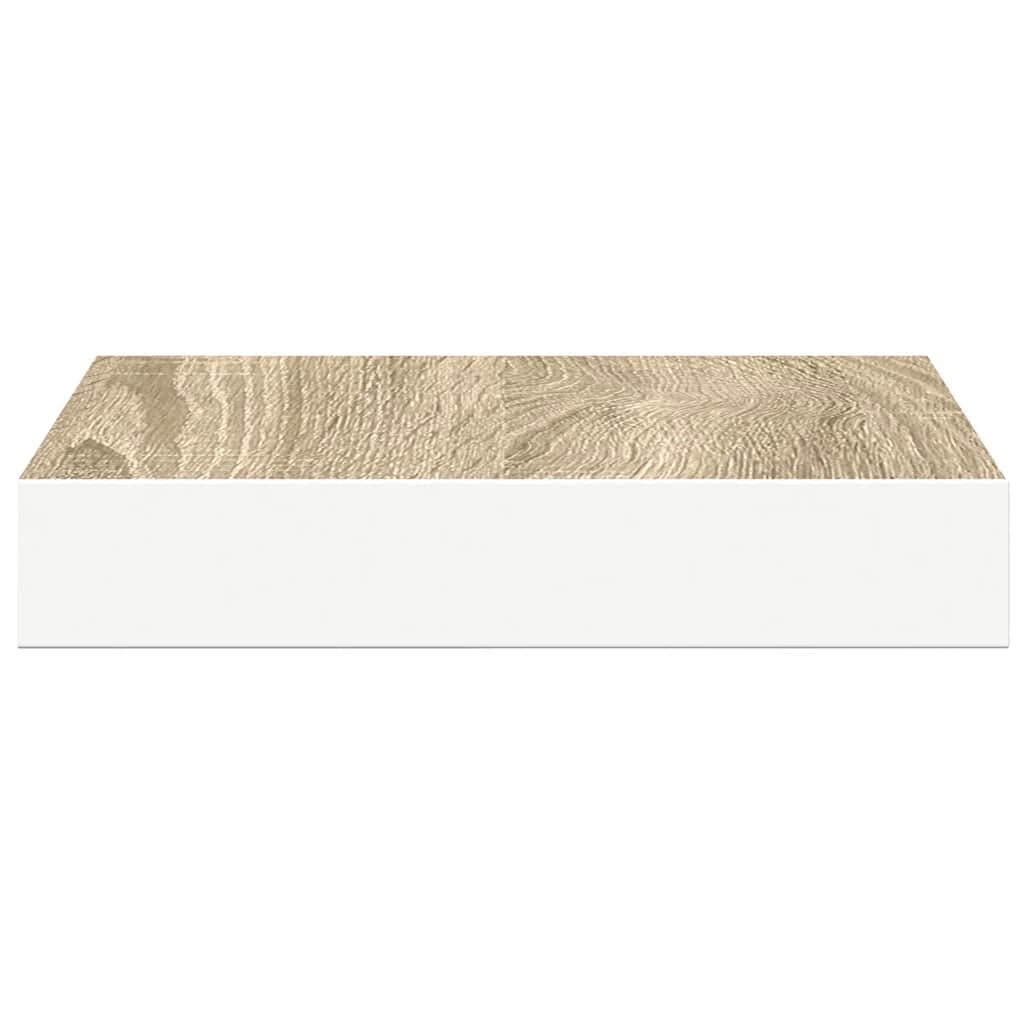Scaffali a Parete 2 pz Rovere e Bianco 23x23,5x3,8 cm in MDF