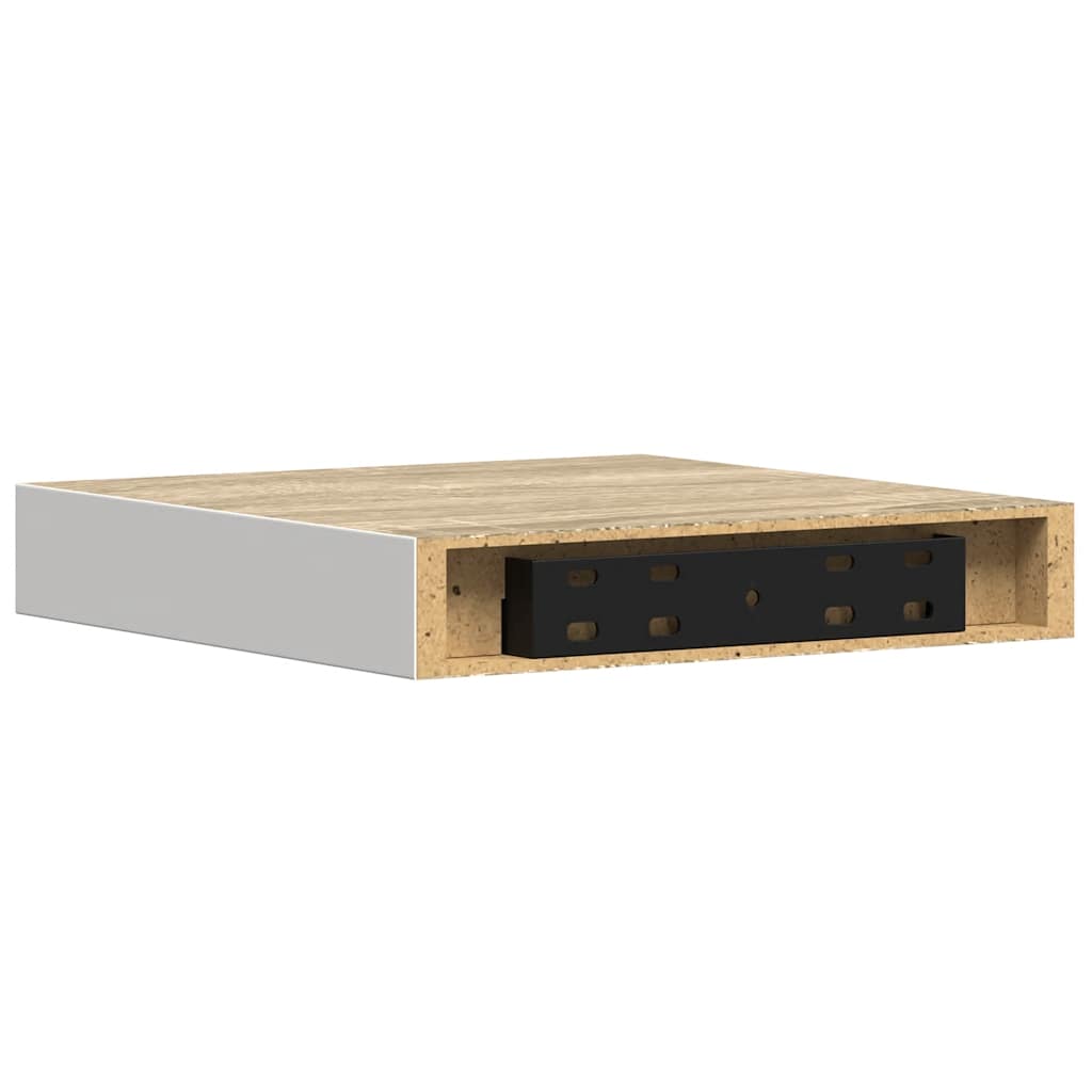 Scaffali a Parete 2 pz Rovere e Bianco 23x23,5x3,8 cm in MDF