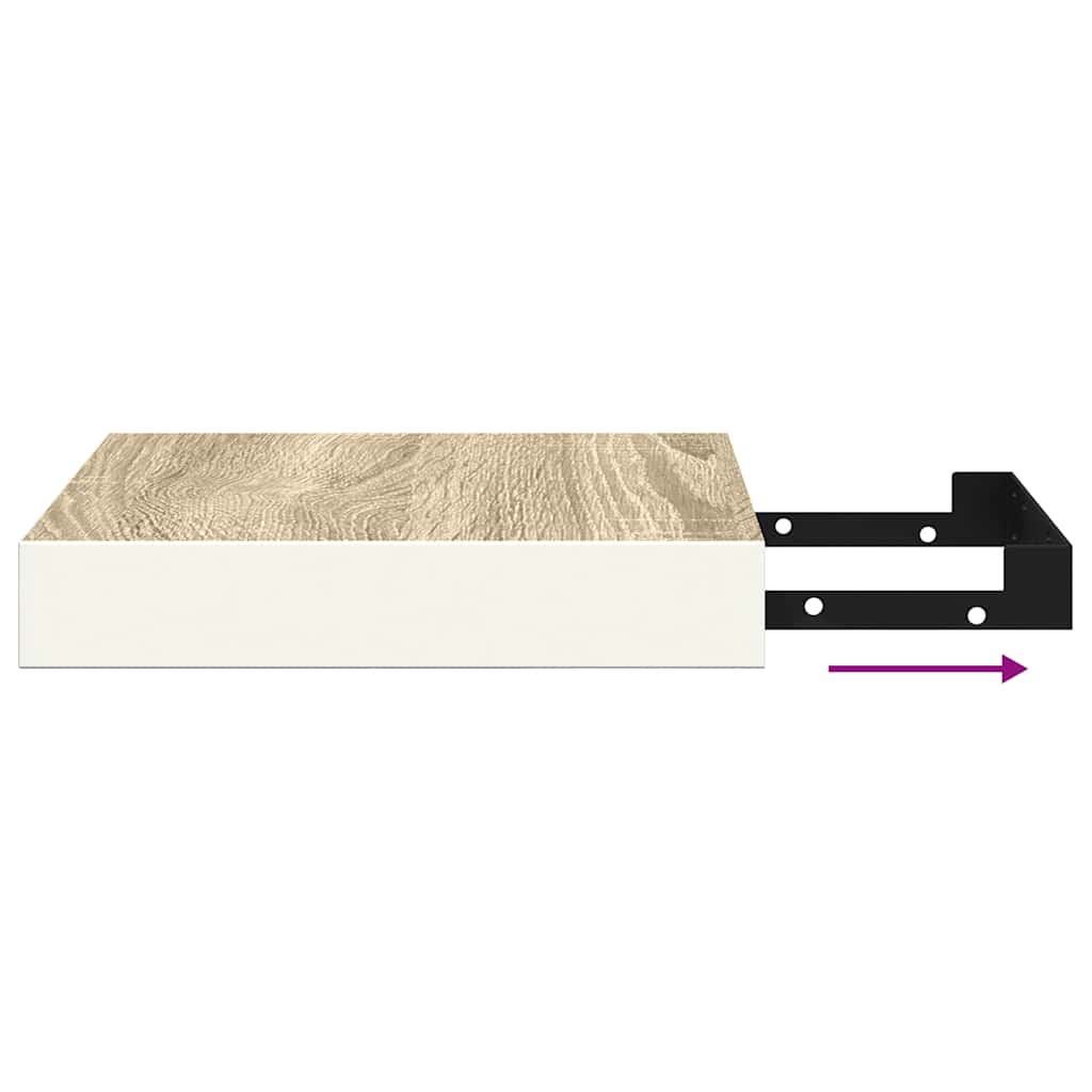 Scaffali a Parete 2 pz Rovere e Bianco 23x23,5x3,8 cm in MDF