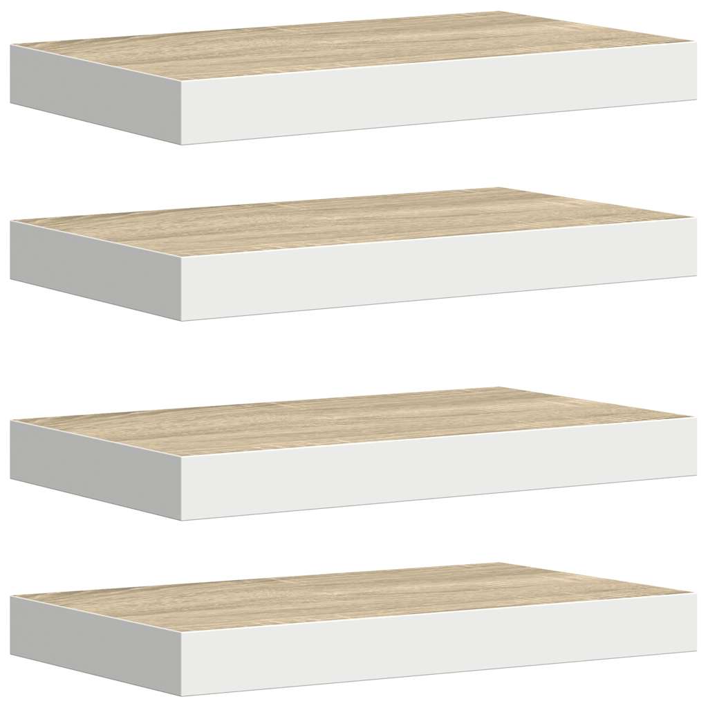 Scaffali a Parete 4 pz Rovere e Bianco 40x23x3,8 cm in MDF