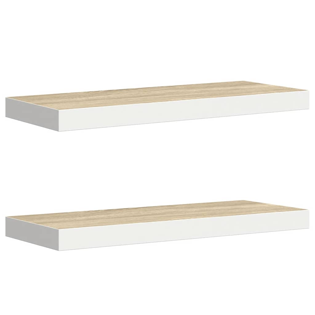 Scaffali a Parete 2 pz Rovere e Bianco 60x23,5x3,8 cm in MDF