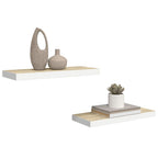 Scaffali a Parete 2 pz Rovere e Bianco 60x23,5x3,8 cm in MDF