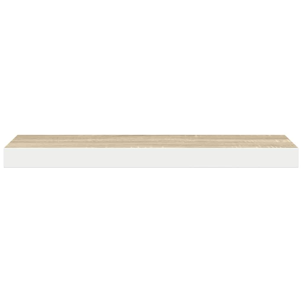Scaffali a Parete 2 pz Rovere e Bianco 60x23,5x3,8 cm in MDF